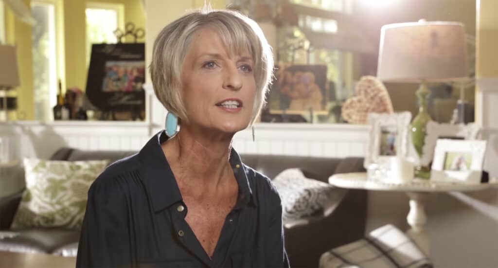 Woman being interviewed.